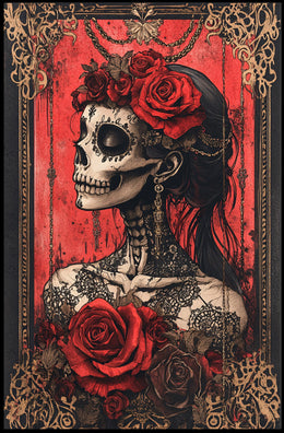 Day of the Dead Skull Woman Cultural Poster