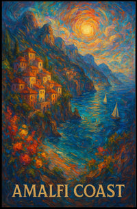 Amalfi Coast Poster 18x24 Wall Art for Coastal Decor