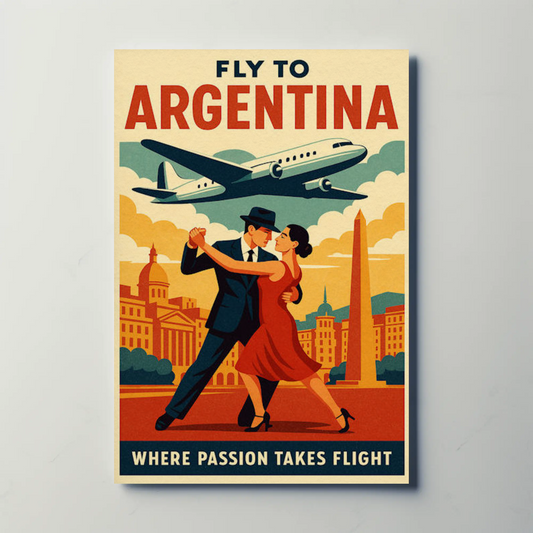 Fly To Argentina Dance And Skyline Travel Poster
