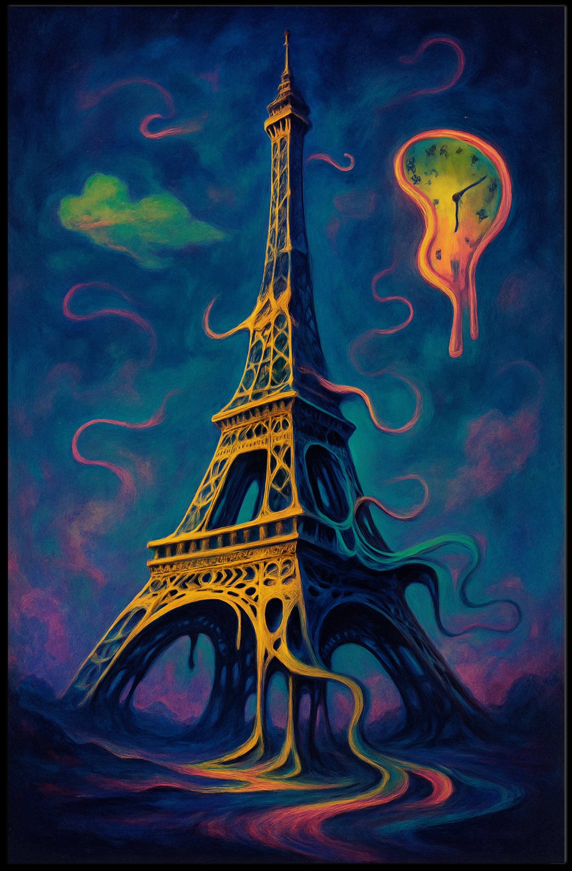 Eiffel Tower in Dreamlike Surrealism Artistic Poster