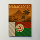 Madagascar Wildlife Adventure Vintage Travel Poster