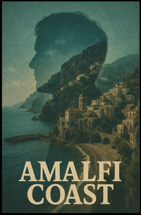 Amalfi Coast Silhouette Poster Coastal Wall Art Decor