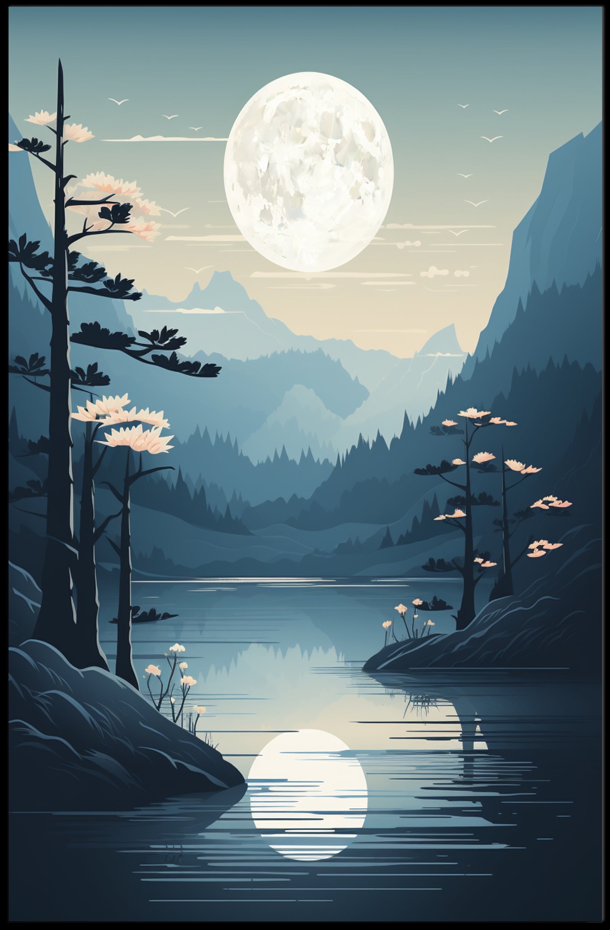 Moonlit Mountain Serenity Poster