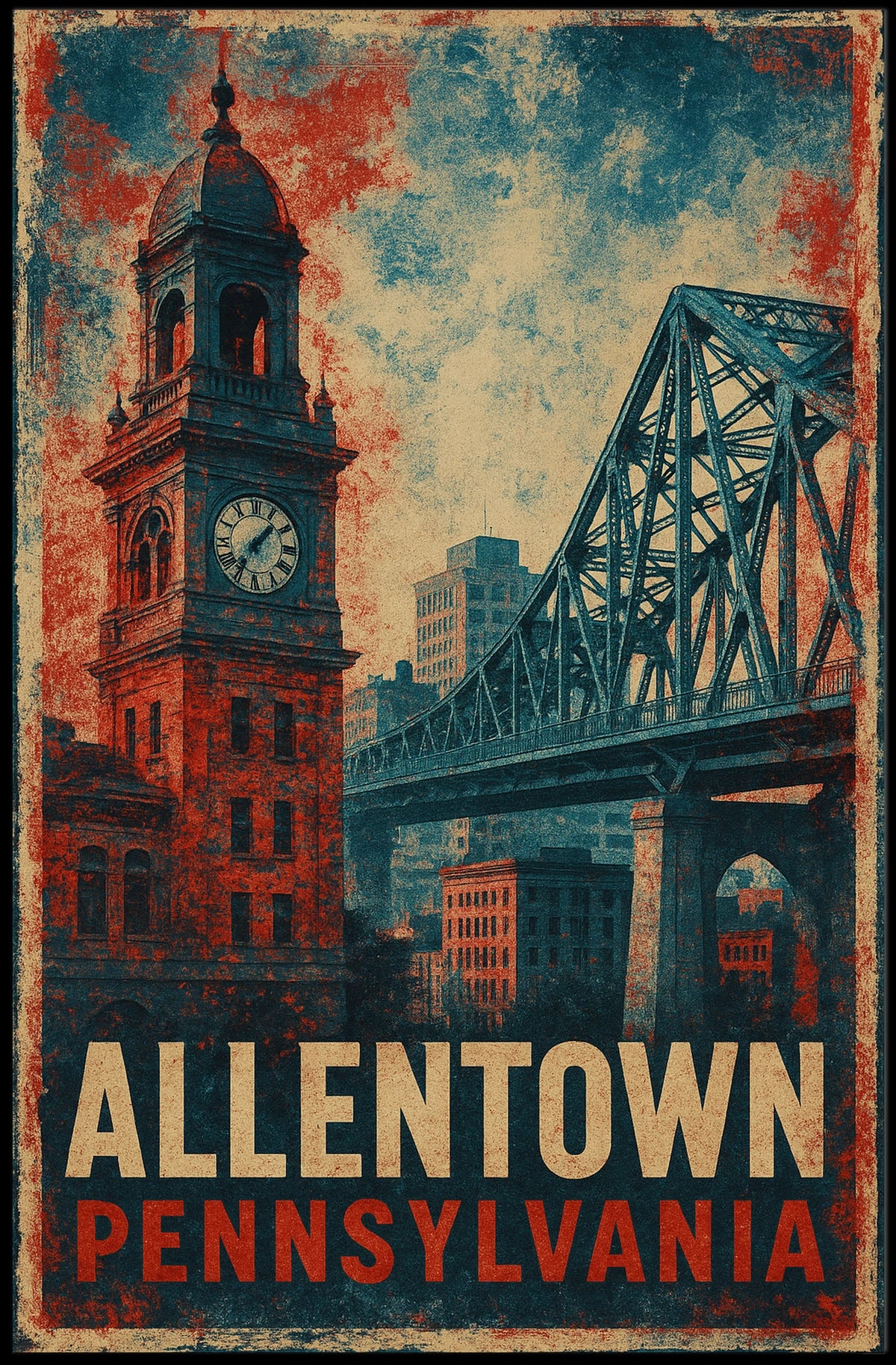 Allentown Skyline Urban Minimalist Poster