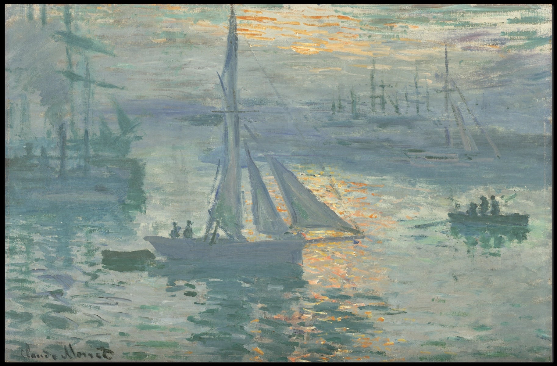 Serene Impressionist Harbor Scene Poster