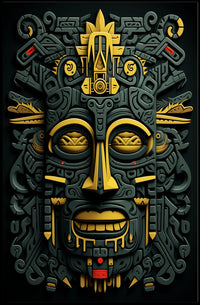 Mesoamerican Deity Abstract Art Poster - Cultural or Heritage Poster
