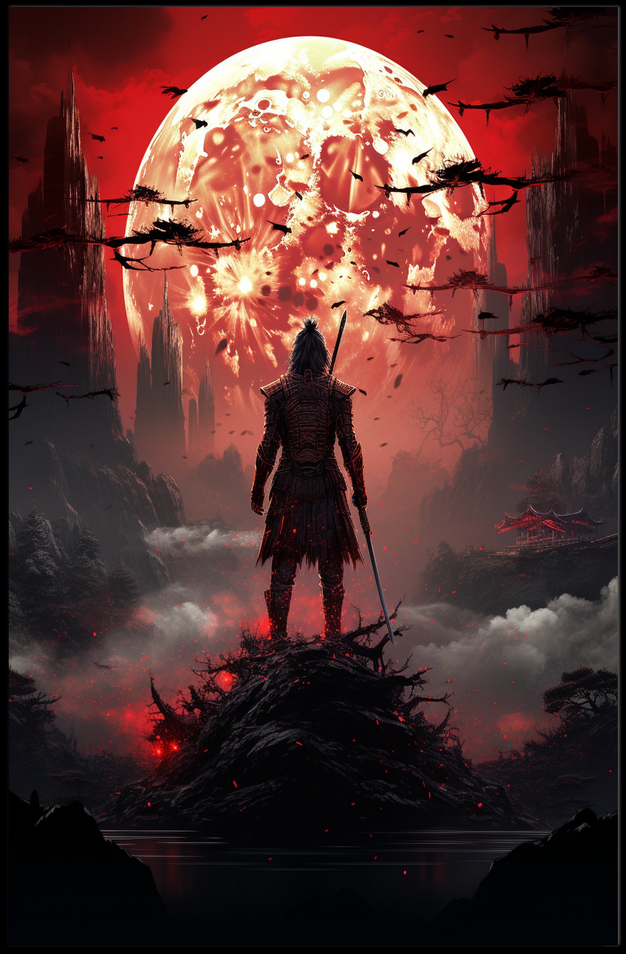 Warrior Under The Blood Moon Poster