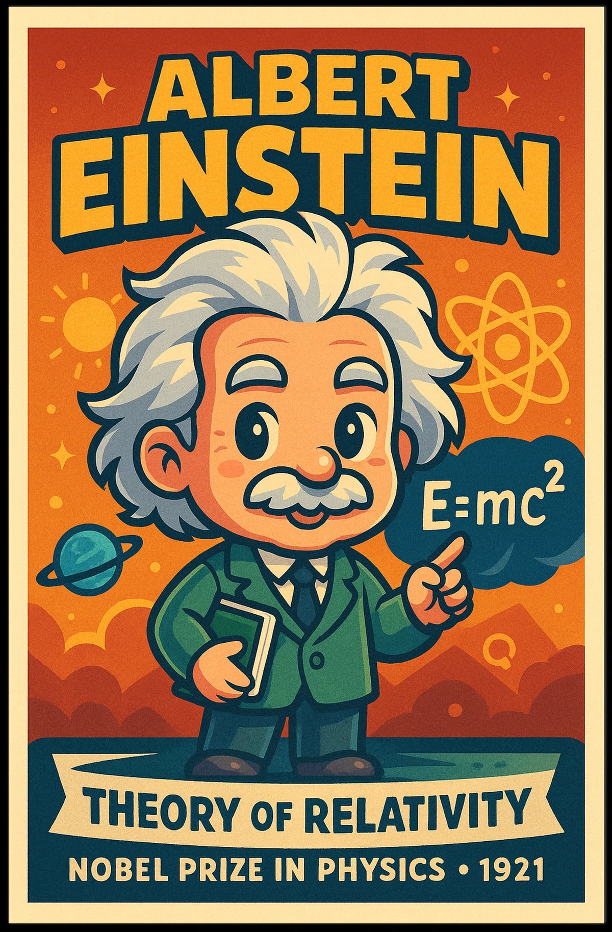 Iconic Einstein Relativity Scenic Science Inspired Wall Art Home Decor Wanderlust Gift Poster