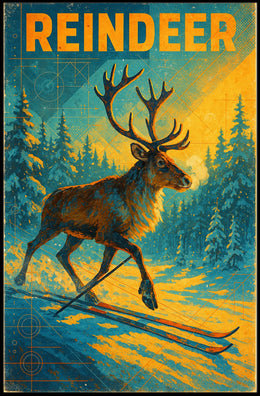 Reindeer On Skis Poster