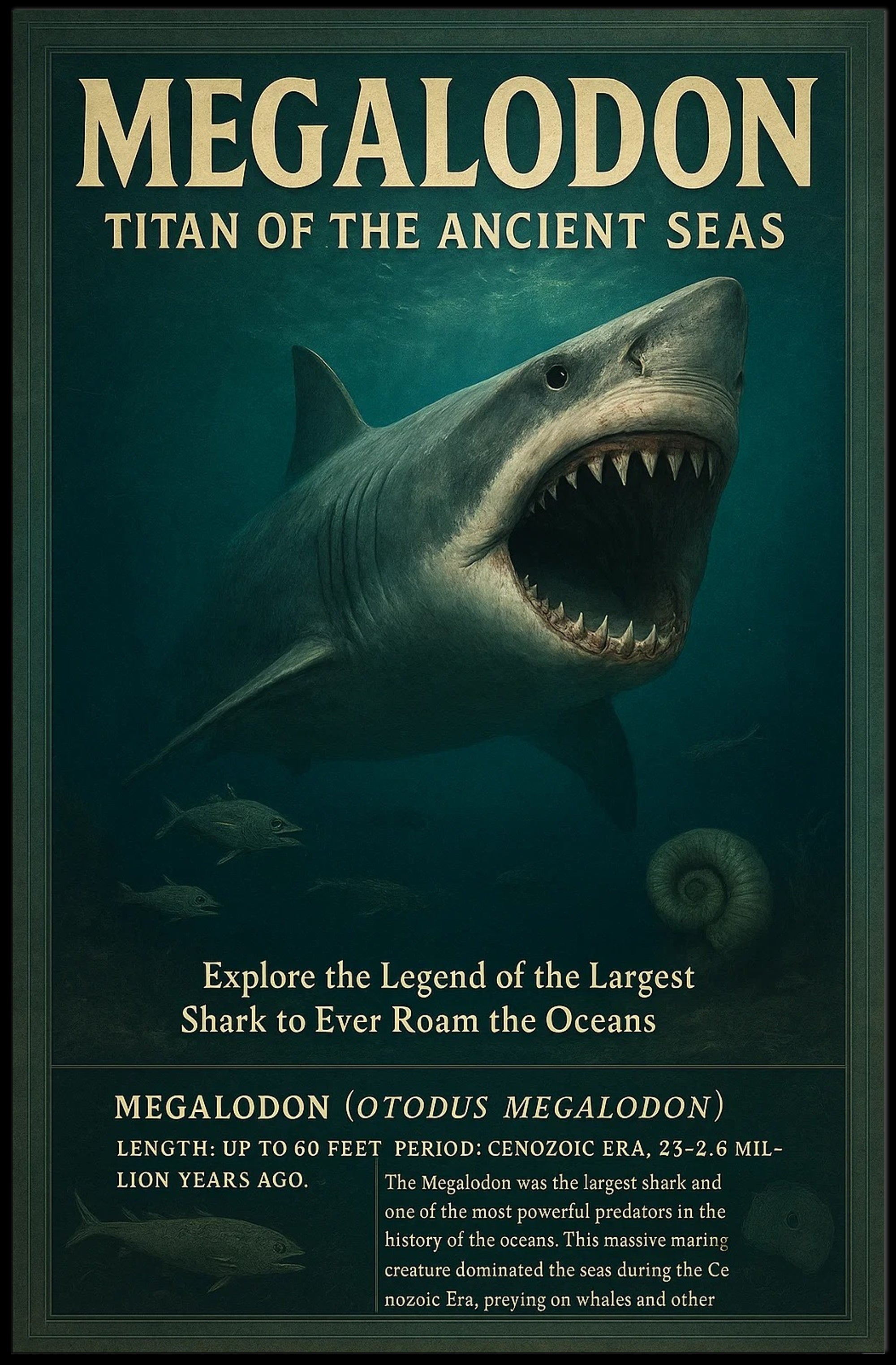 Megalodon Predators from the Past Animal Poster PosterGoat
