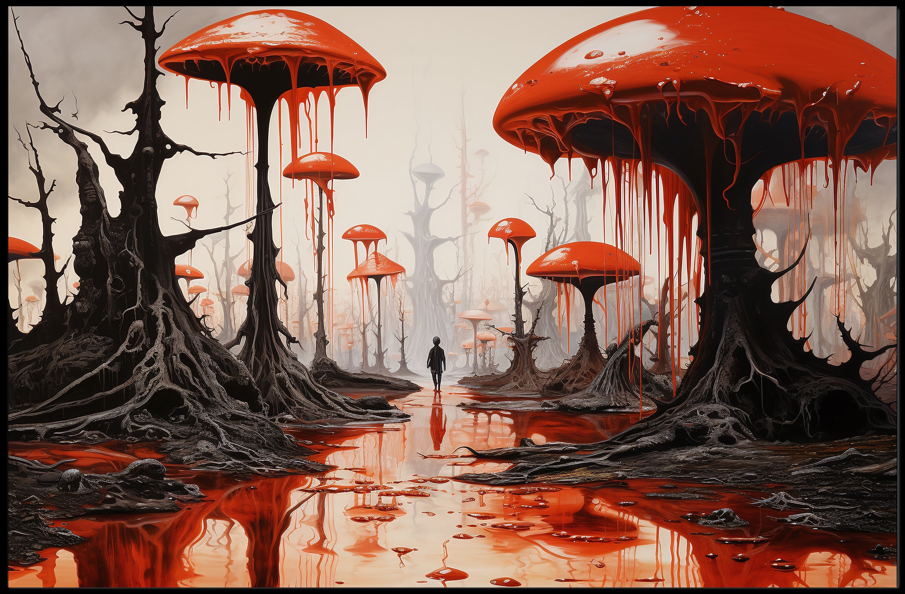 Surreal Mushroom World in Fantasy or Mythology Poster