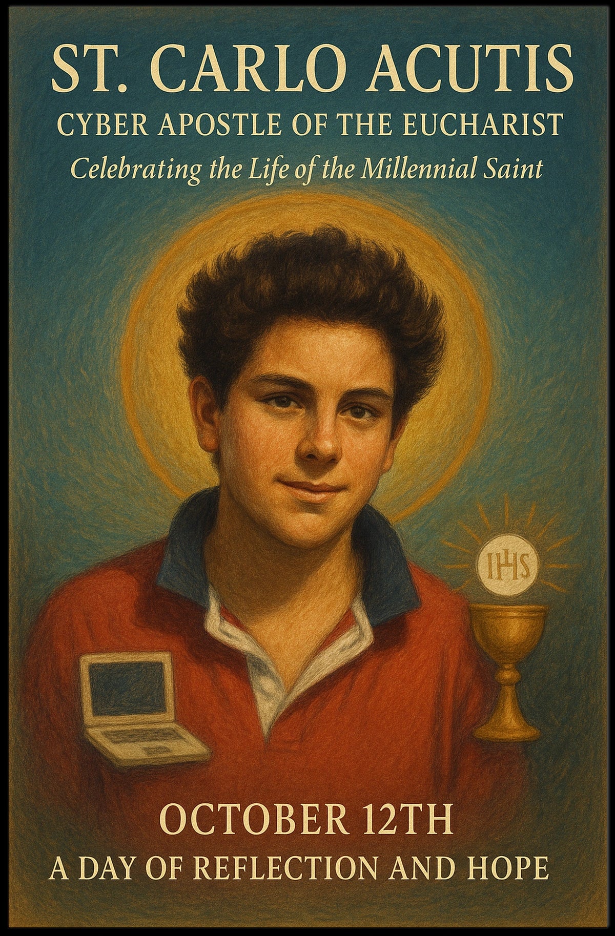 St. Carlo Acutis Cyber Apostle of the Eucharist Poster