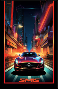 Neon Nights Drive Poster PosterGoat