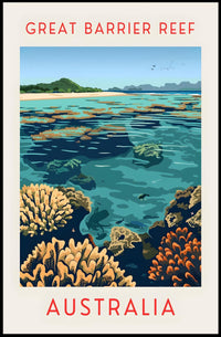 Great Barrier Reef: Vibrant Marine Life and Coral Formations Poster