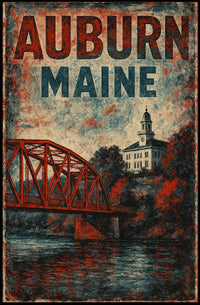 Auburn Maine Cityscape Realism Wanderlust Poster