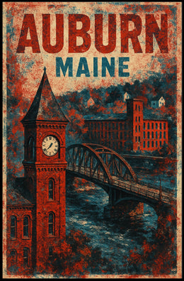 Auburn, Maine Vintage Travel Vintage Poster