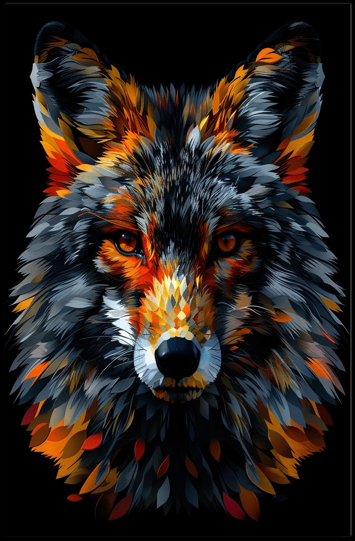 Vibrant Wolf Portrait Poster