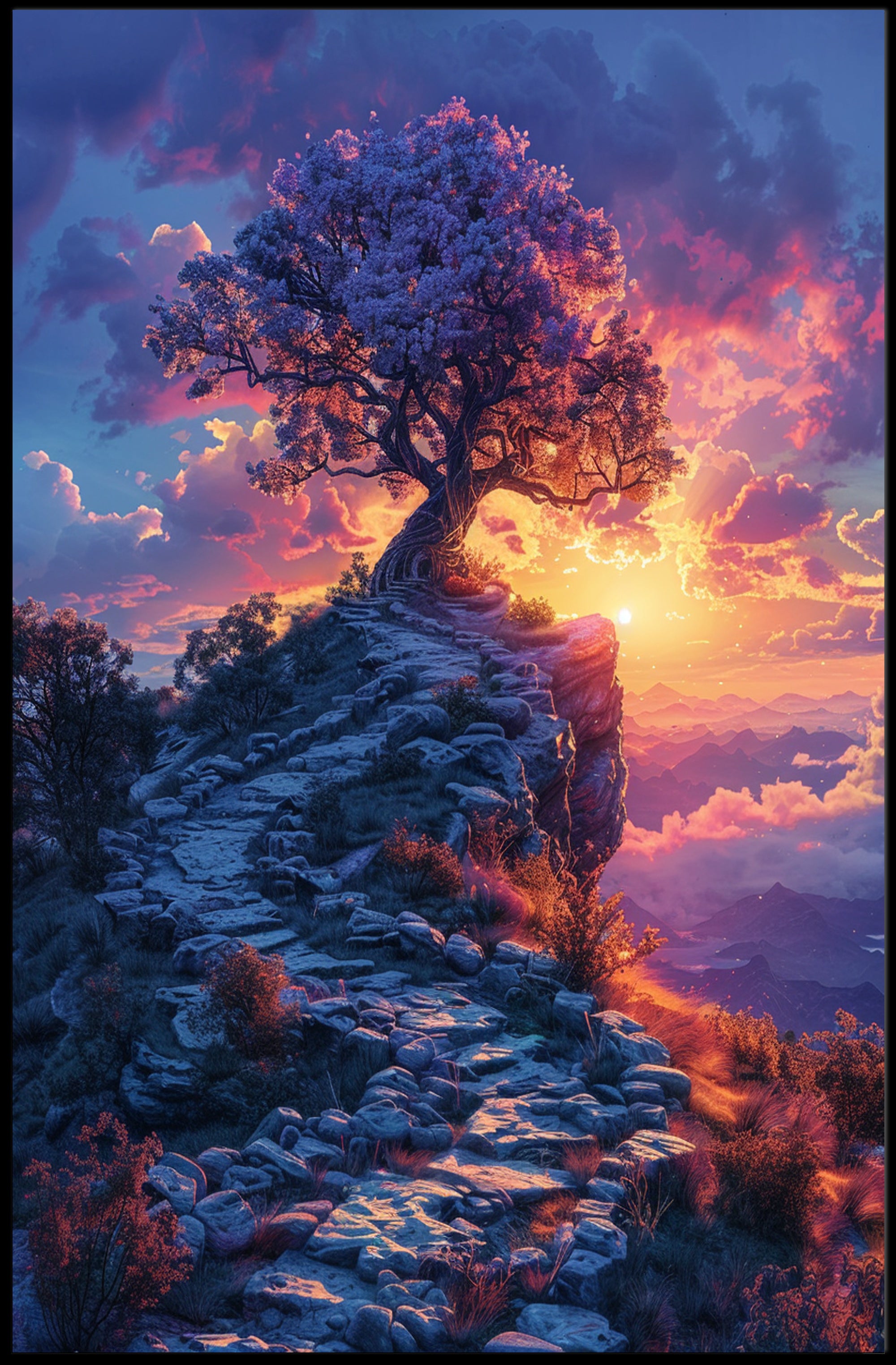Mystical Stone Path at Sunset Fantasy or Mythology Poster PosterGoat