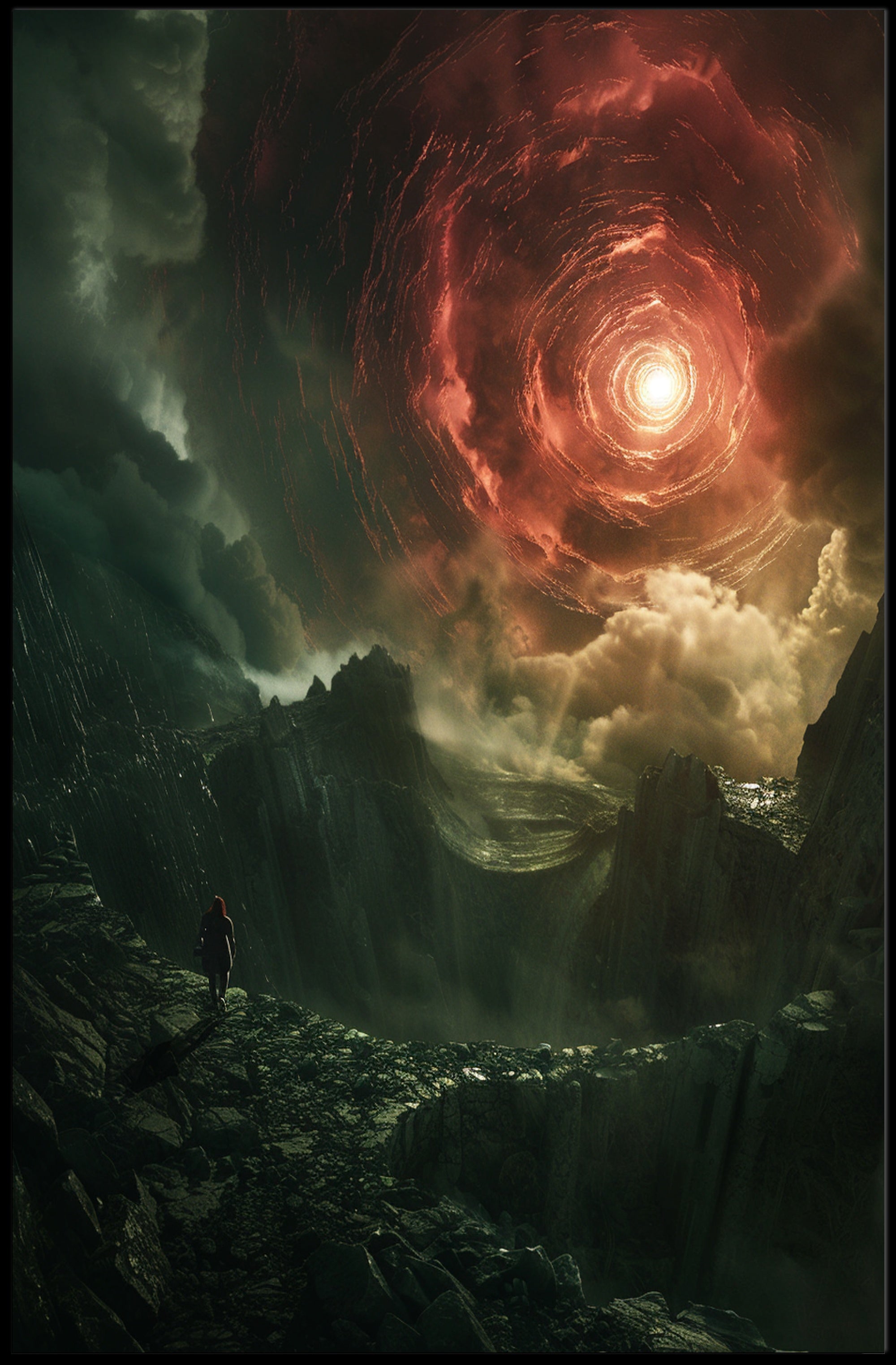 Surreal Landscape with Fiery Sky Fantasy or Mythology Poster PosterGoat