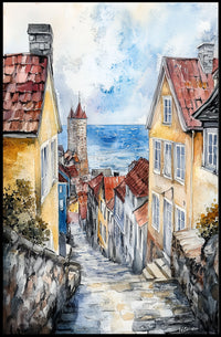 Sweden Visby Coastal Town Seaside Landscape Poster