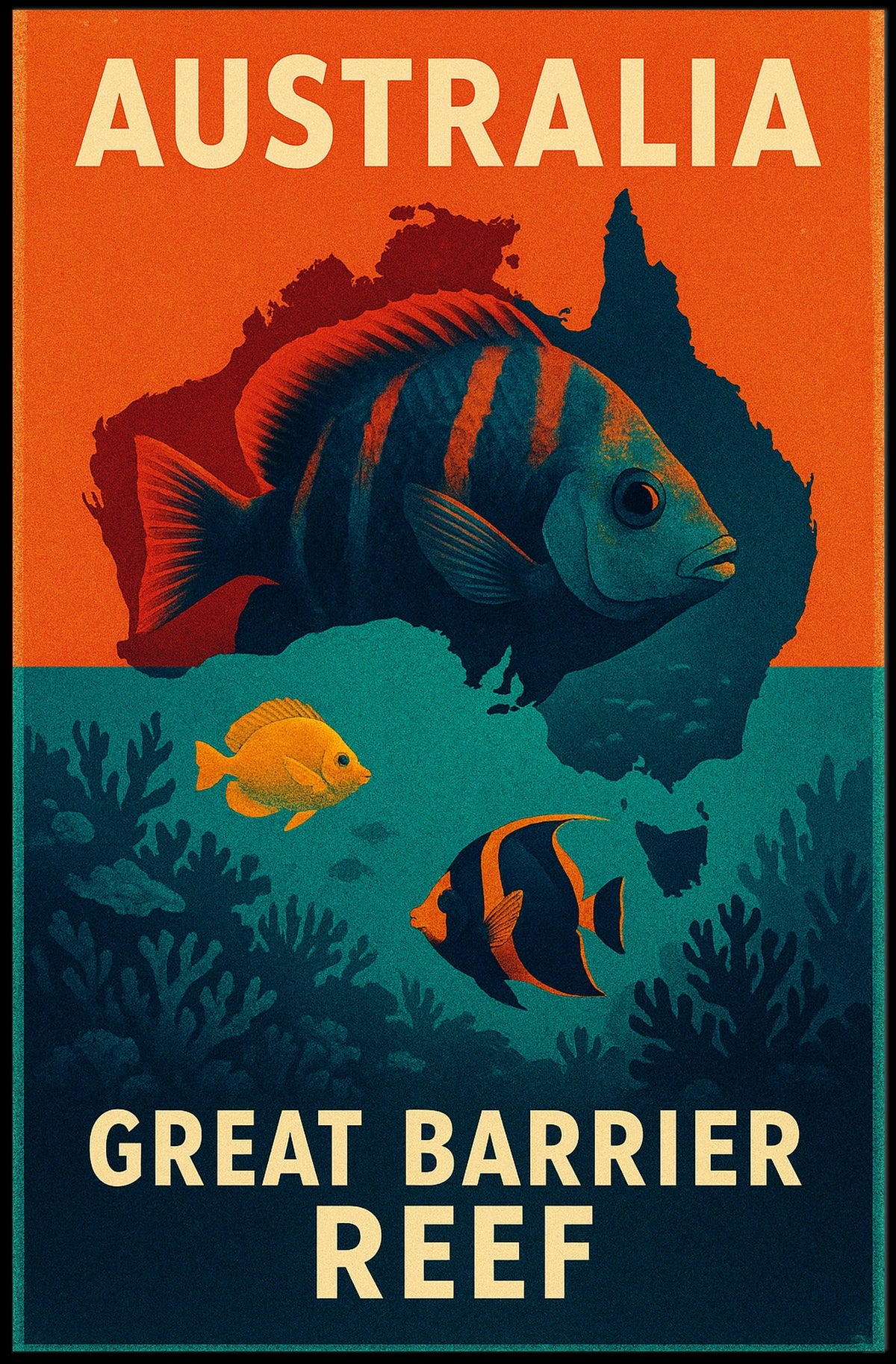 Great Barrier Reef Vintage Travel Adventure Poster