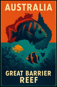 Great Barrier Reef Vintage Travel Adventure Poster