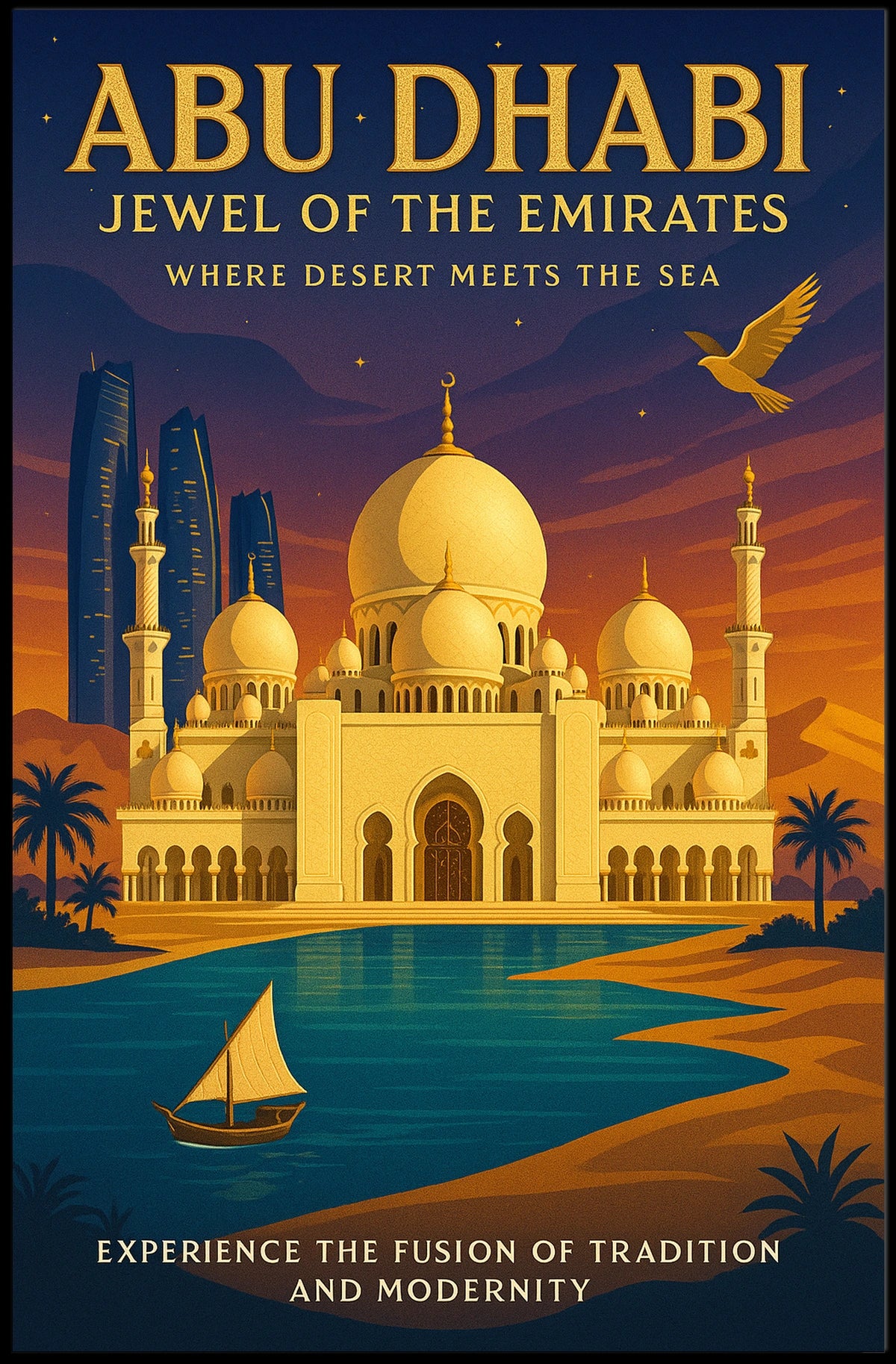 Jewel of the Emirates Abu Dhabi Travel Poster