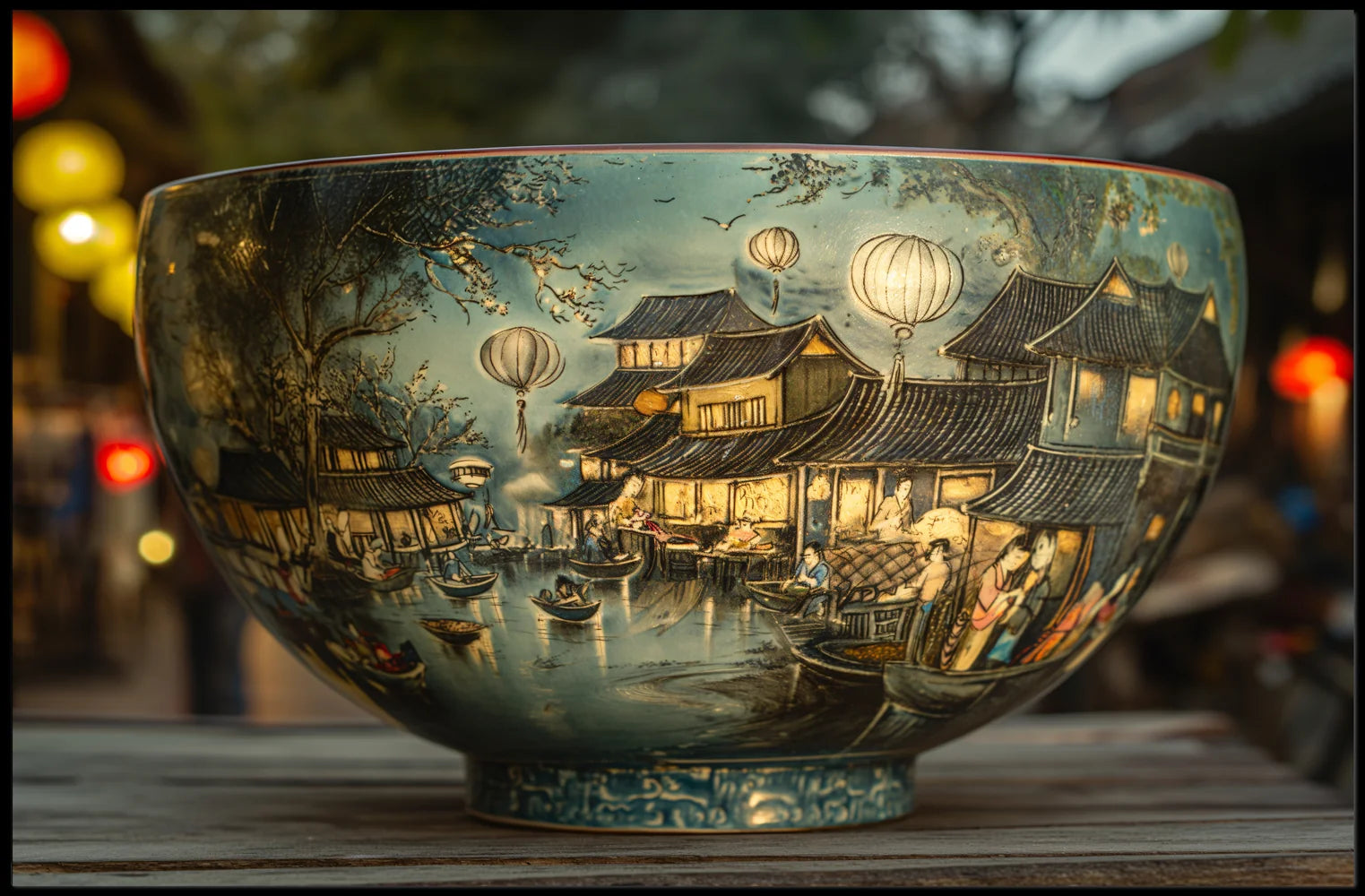 Asian Heritage Art: Riverside Village Scene Poster