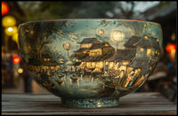 Asian Heritage Art: Riverside Village Scene Poster