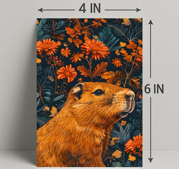 Nature-Inspired Groundhog and Floral Illustration Animal Poster