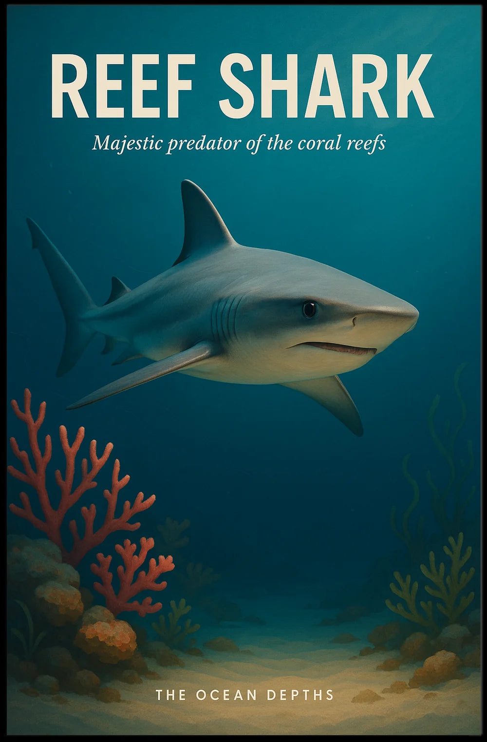 Majestic Reef Shark Photorealistic Animal Poster PosterGoat