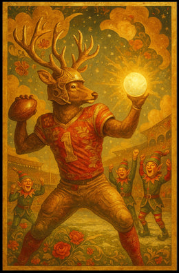 Mystical Deer Football Fantasy Art Poster