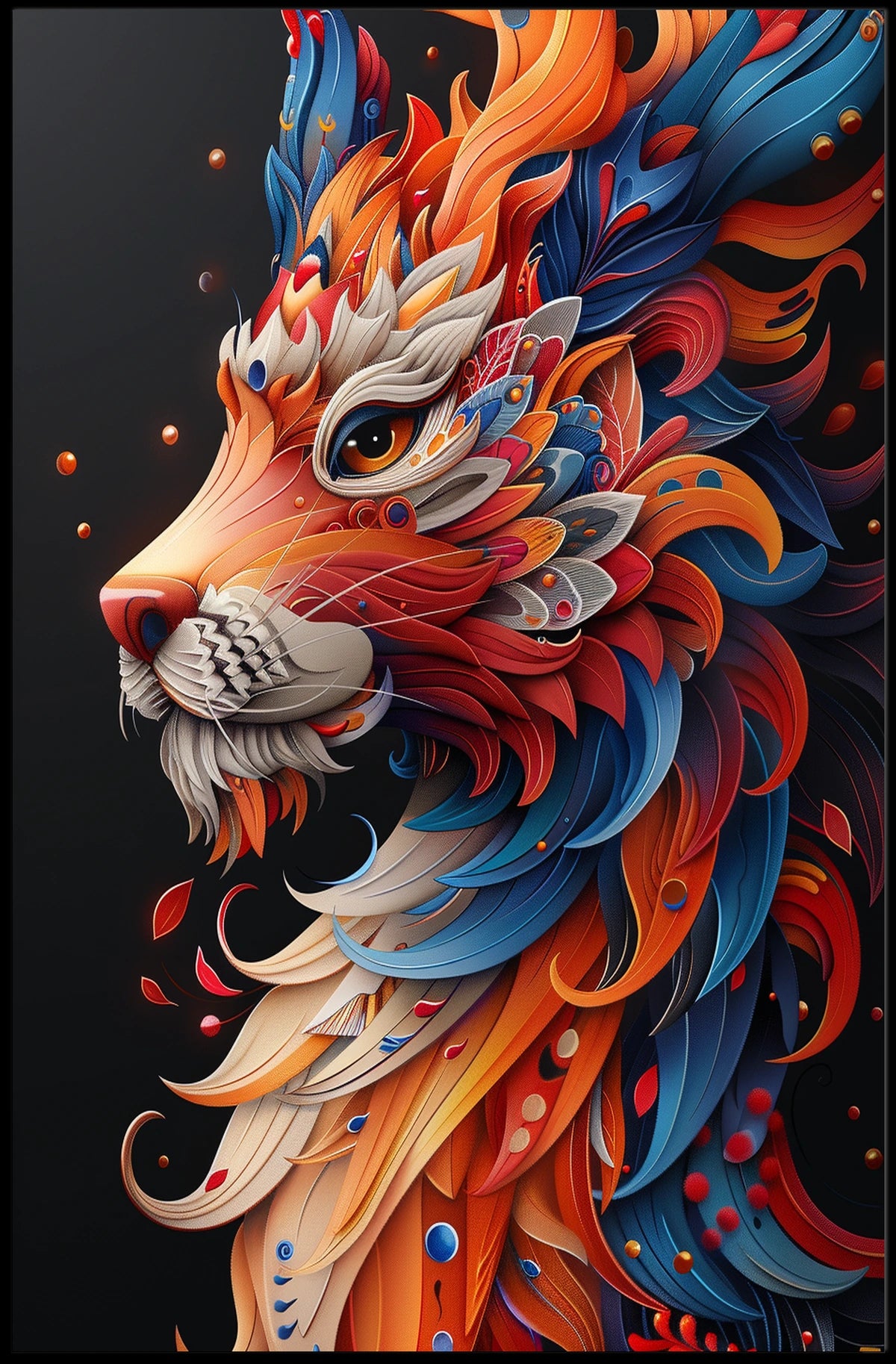 Vibrant Lion Art Poster