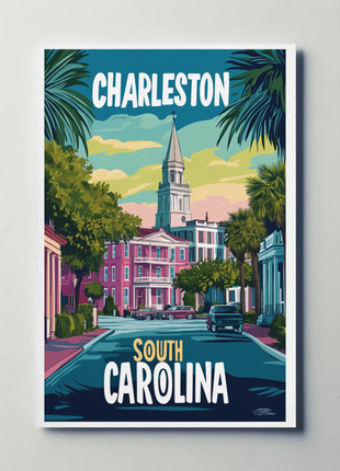 Charleston Cityscape Vintage Poster