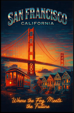 San Francisco Travel Icons Vintage Urban Cityscape Poster PosterGoat