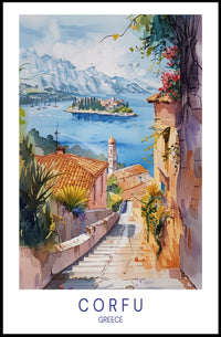 Corfu's Mediterranean Charm: Travel Poster PosterGoat