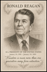 Ronald Reagan 40th President Sketch Poster Wall Art Print PosterGoat