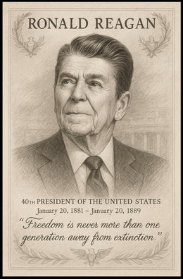 Ronald Reagan 40th President Sketch Poster Wall Art Print PosterGoat