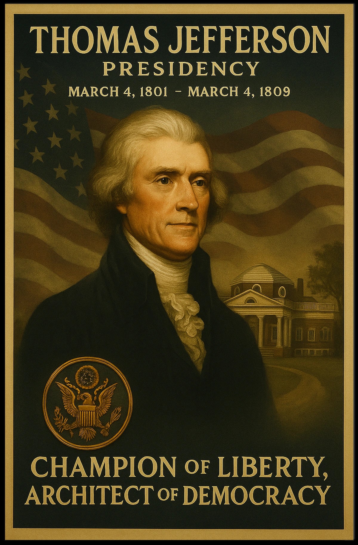 Thomas Jefferson Historical Theme Vintage Art Poster
