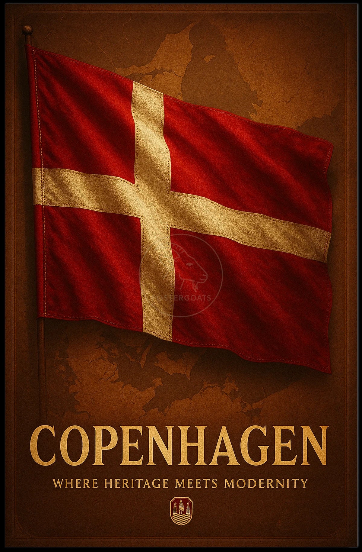 Copenhagen Heritage Flag Art Print - Cultural or Heritage Poster