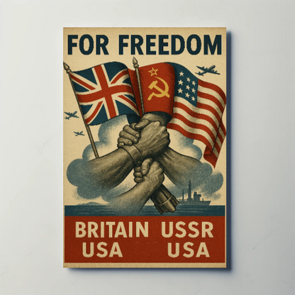 Allied Unity for Freedom WWII Propaganda Poster