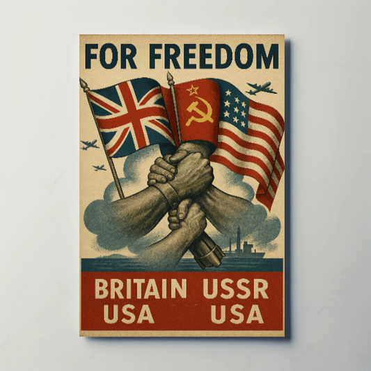 Allied Unity for Freedom WWII Propaganda Poster