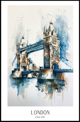 Tower Bridge Watercolor Urban Cityscape Poster PosterGoat