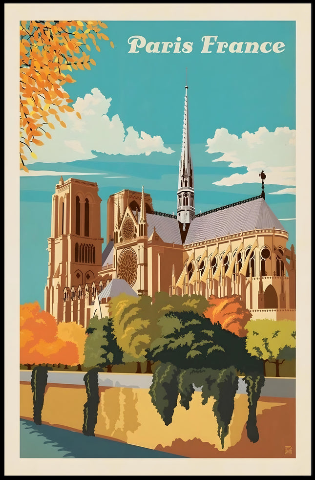 Notre-Dame Cathedral Paris Vintage Poster