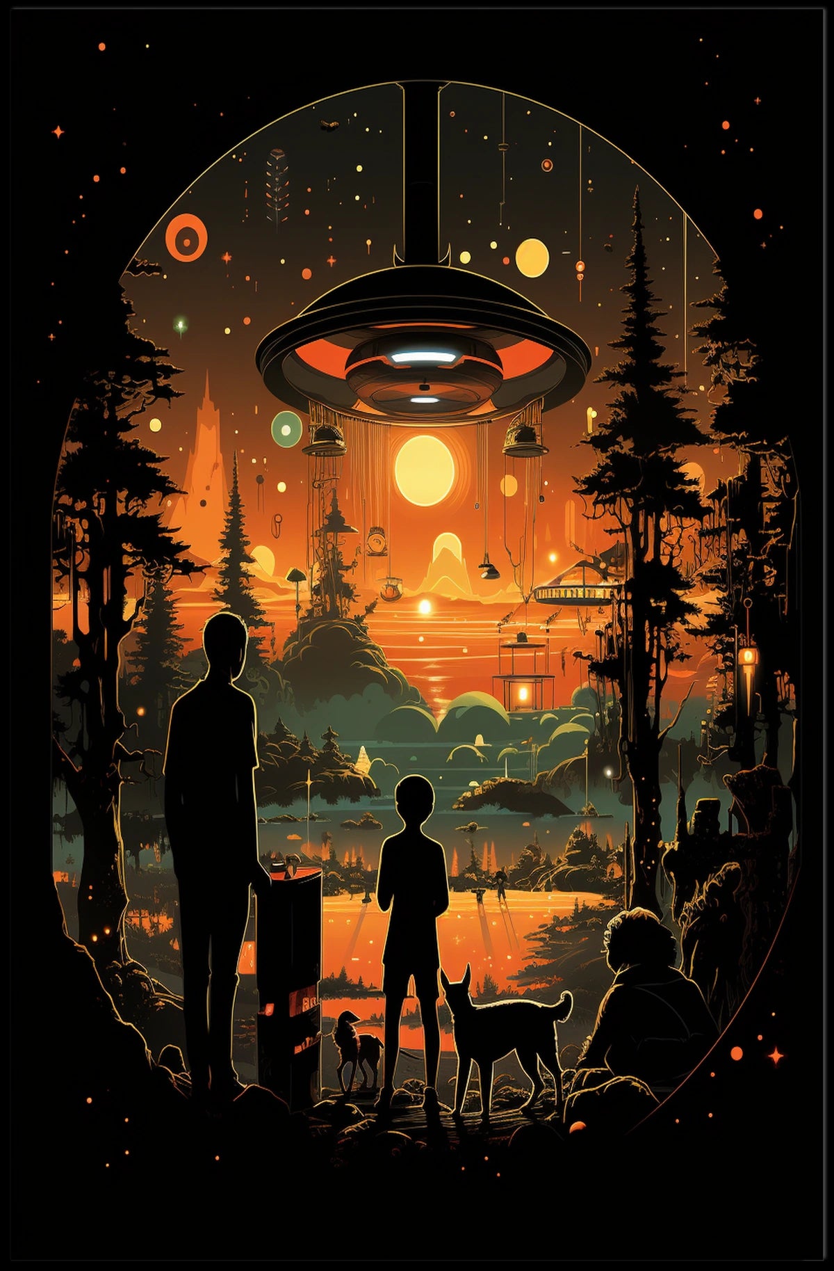 Cosmic Encounter At Sunset Poster