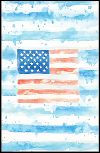 Watercolor American Flag Home Decor Wall Art 18x24 Poster