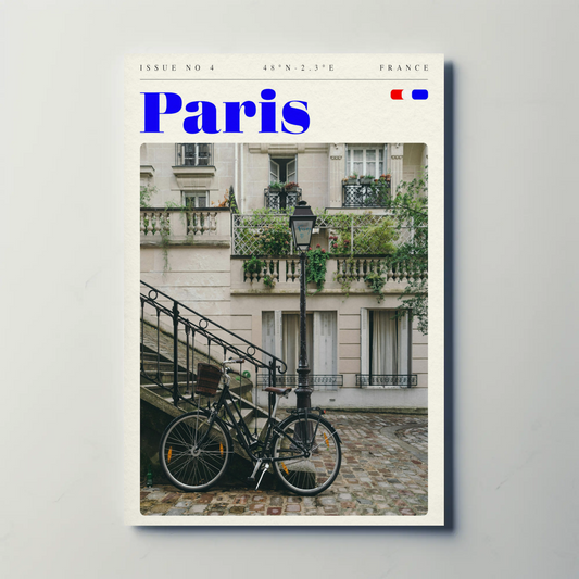 Parisian Street Bike Scene Vintage Travel Poster