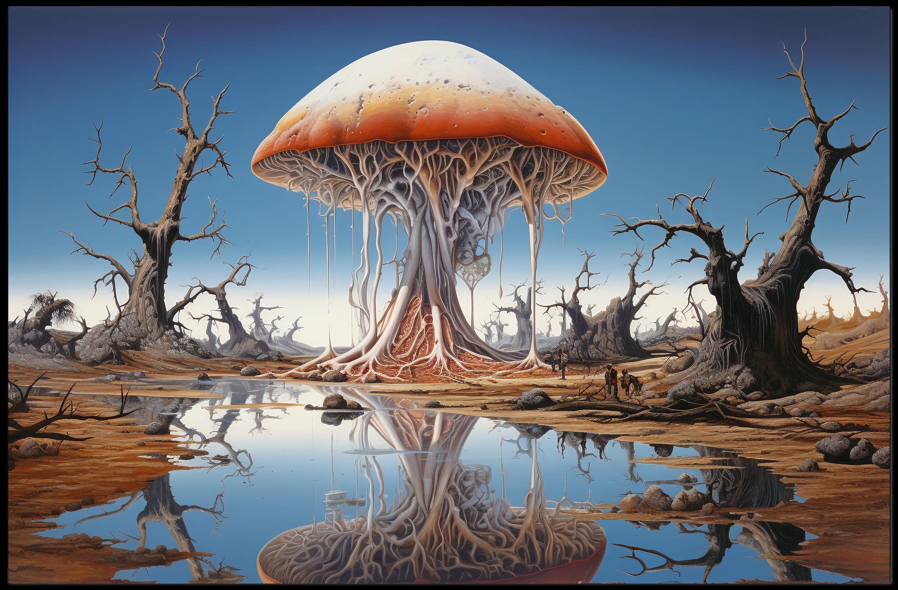 Surreal Mushroom Landscape in a Fantasy or Mythology Poster