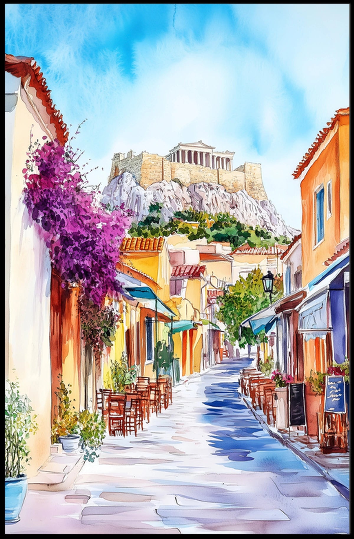 Greece Athens Acropolis Street View Poster