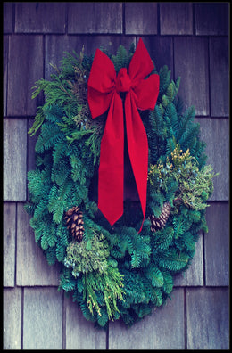 Festive Green Wreath Photorealistic Christmas Decoration Poster